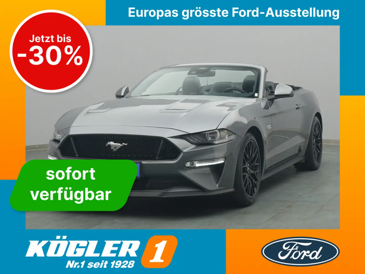 Ford Mustang GT Cabrio V8 449PS Aut./Premium Paket 2 Grigio - 1