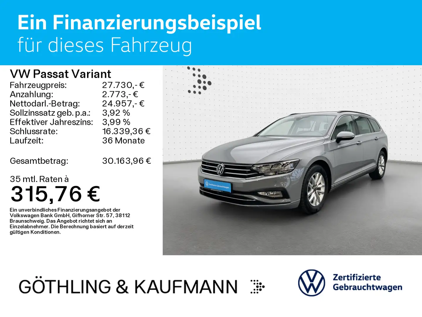 Volkswagen Passat Variant Business 2.0 TDI DSG*NAVI*KAM*LED Grau - 2