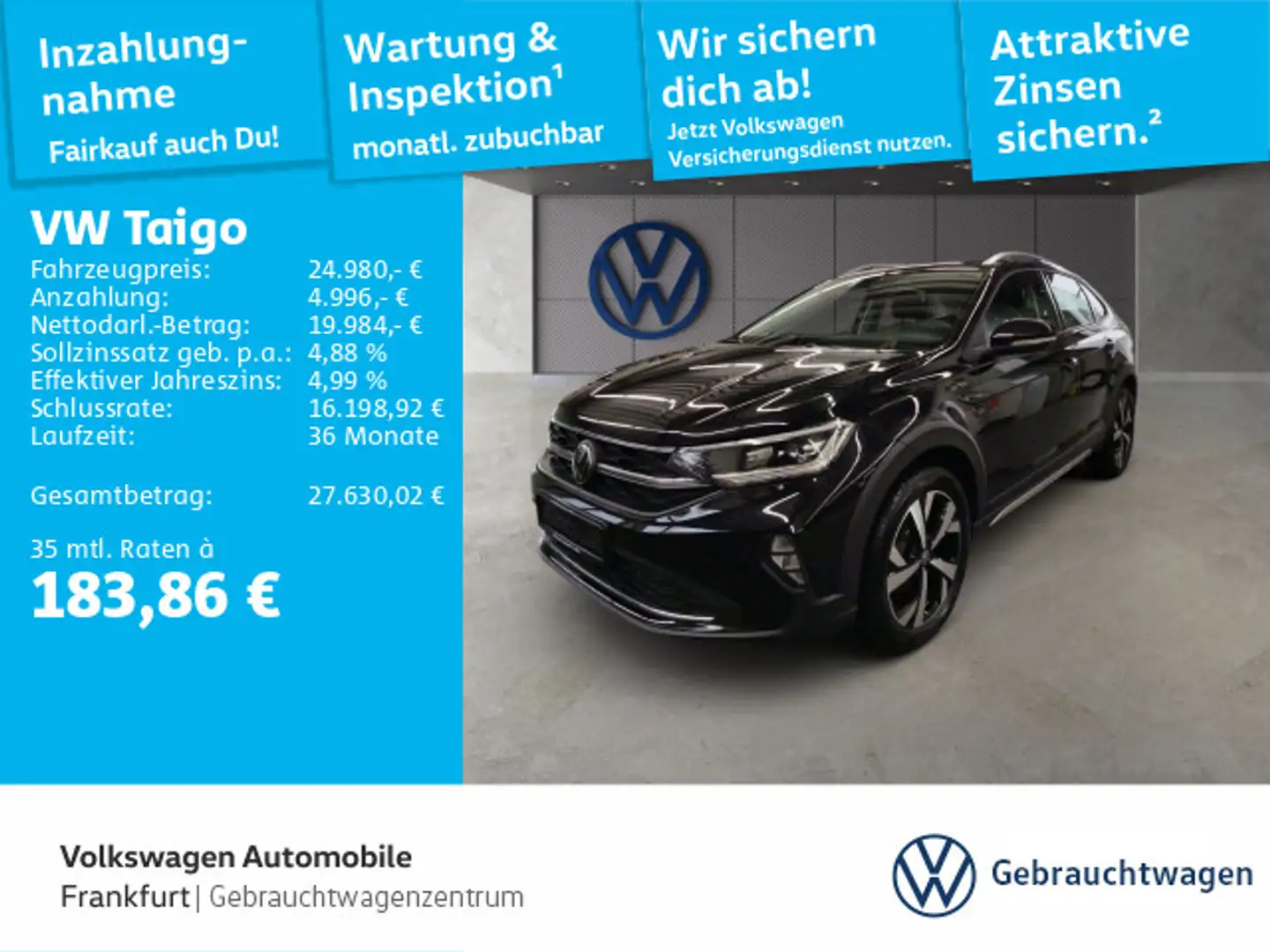 Volkswagen Taigo 1.0 TSI DSG Style Navi IQ.Light DAB+ Front Schwarz - 1