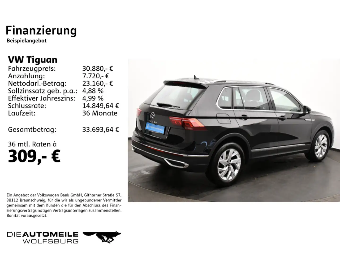 Volkswagen Tiguan 2.0 TDI DSG Elegance ACC/Pano/Rückkam Schwarz - 2