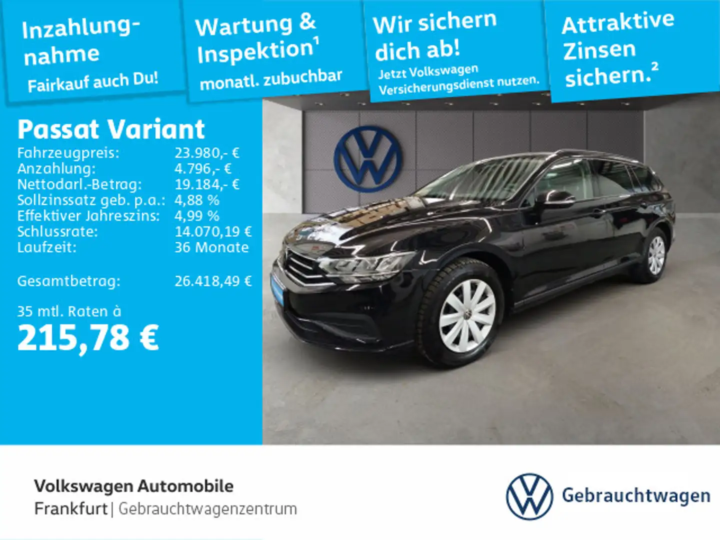 Volkswagen Passat Variant 1.5 TSI DSG Navi Spurhalteassiste Schwarz - 1