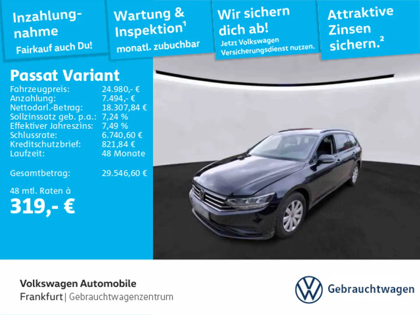 Volkswagen Passat Variant 1.5 TSI DSG Navi Spurhalteassiste Schwarz - 1