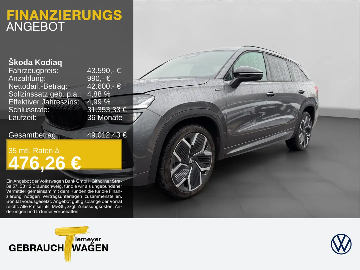 Skoda Kodiaq 2.0 TSI DSG 4x4 SPORTLINE LM20 MATRIX HuD Grau - 1