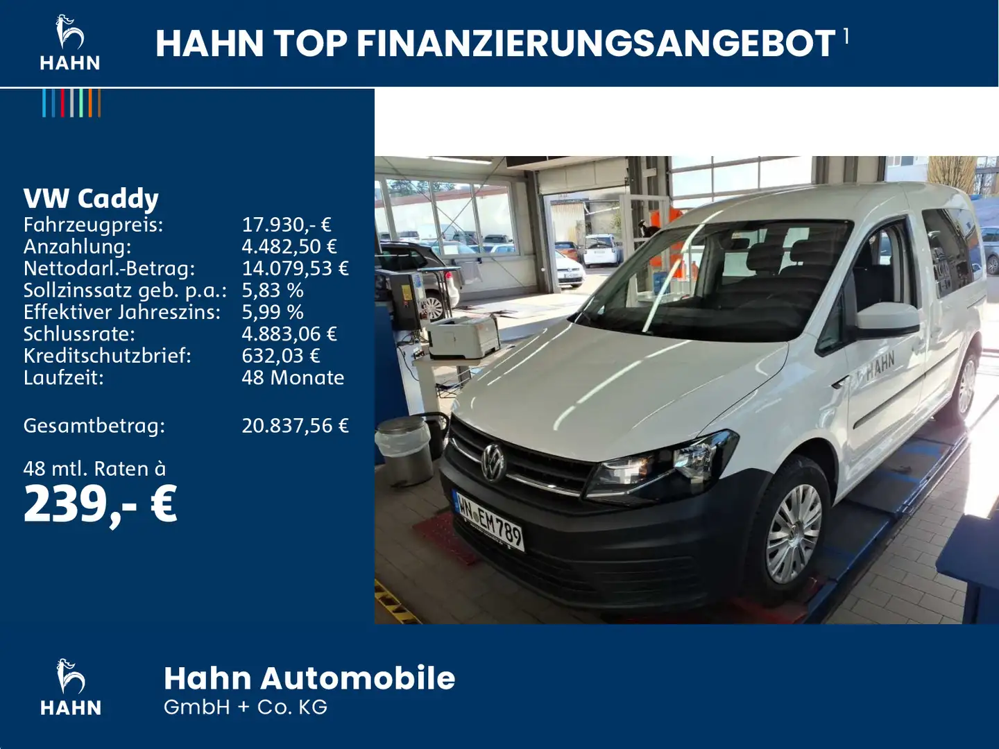 Volkswagen Caddy Kombi 1.0 TSI Trendline Klima Weiß - 2