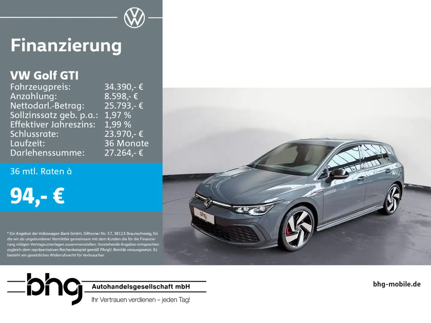 Volkswagen Golf GTI 2.0 TSI DSG *ACC*AHK*VERKEHRSZEICHENERK Grau - 1