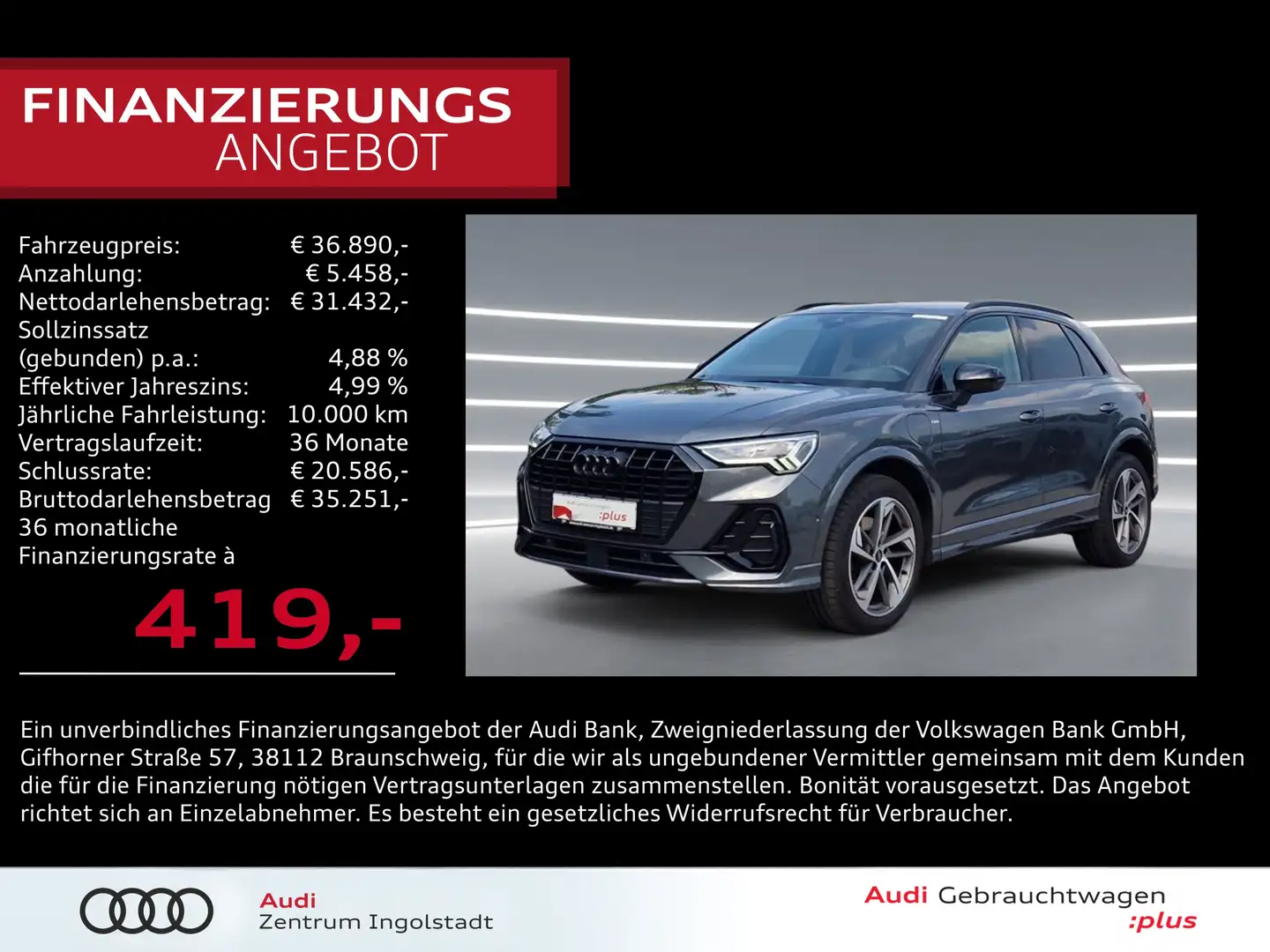 Audi Q3 45 TFSI e 2x S line LED NAVI AHK ACC Kam. 19" Grigio - 1