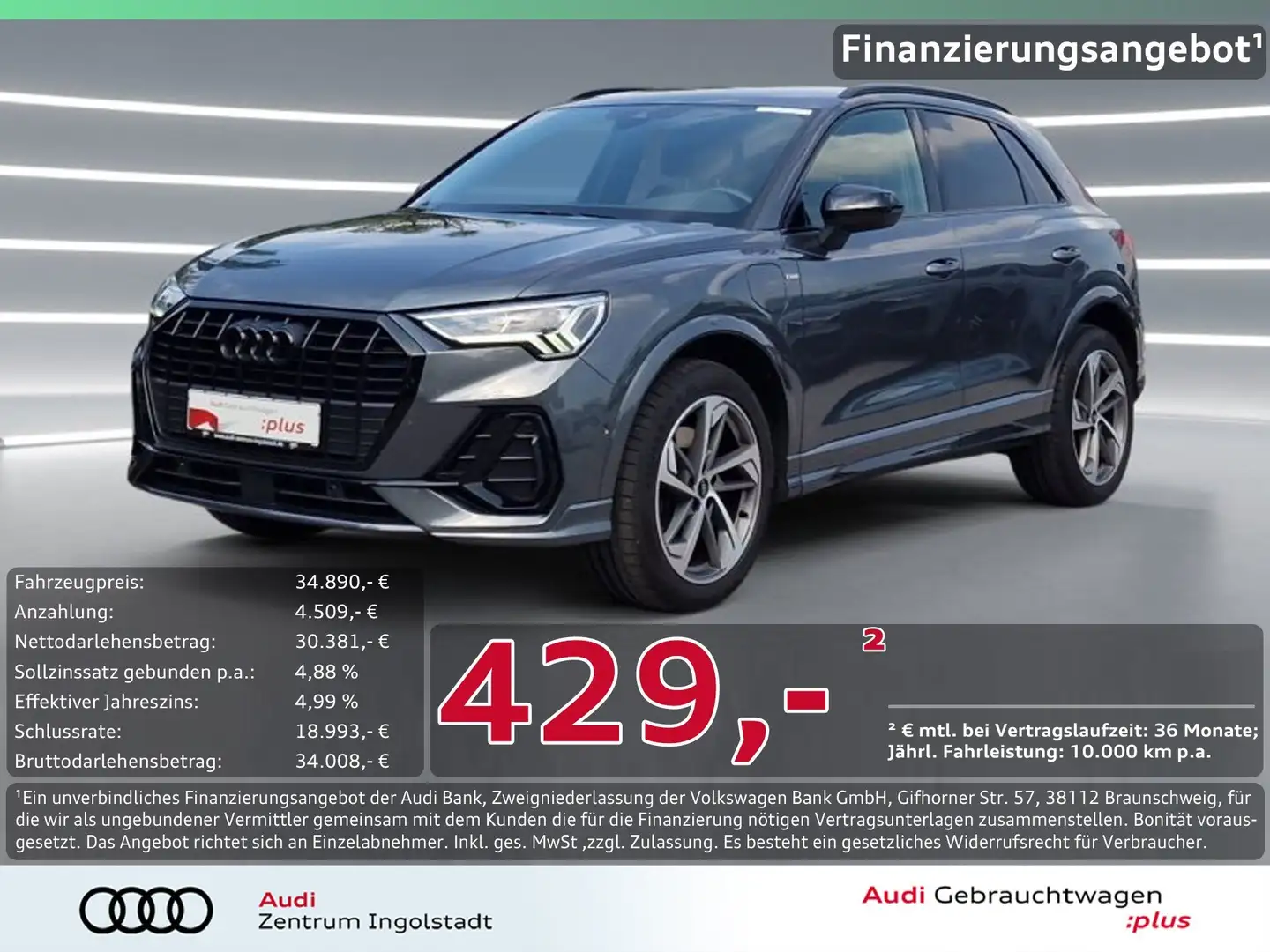 Audi Q3 45 TFSI e 2x S line LED NAVI AHK ACC Kam. 19" Grau - 1