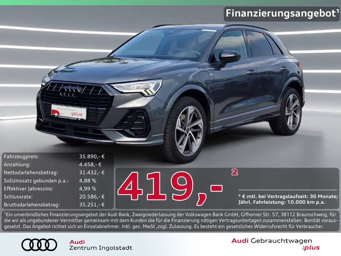 Audi Q3 45 TFSI e 2x S line LED NAVI AHK ACC Kam. 19" Grau - 1