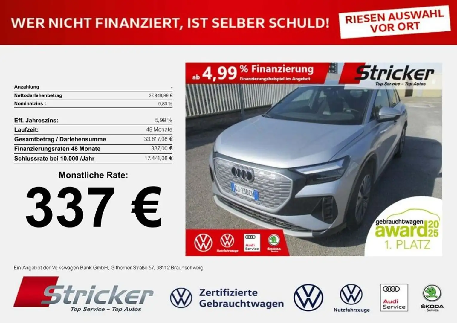 Audi Q4 e-tron 40 337,-ohne Anzahlung Navi Kamera Серебристый - 1
