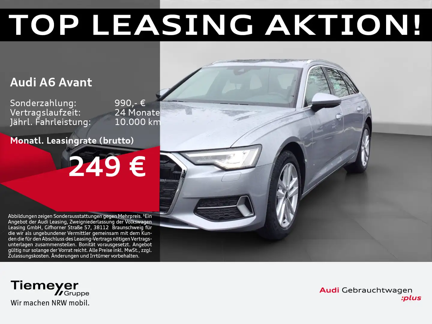 Audi A6 45 TFSI ADVANCED AHK 360 MEMORY LEDER Silber - 1