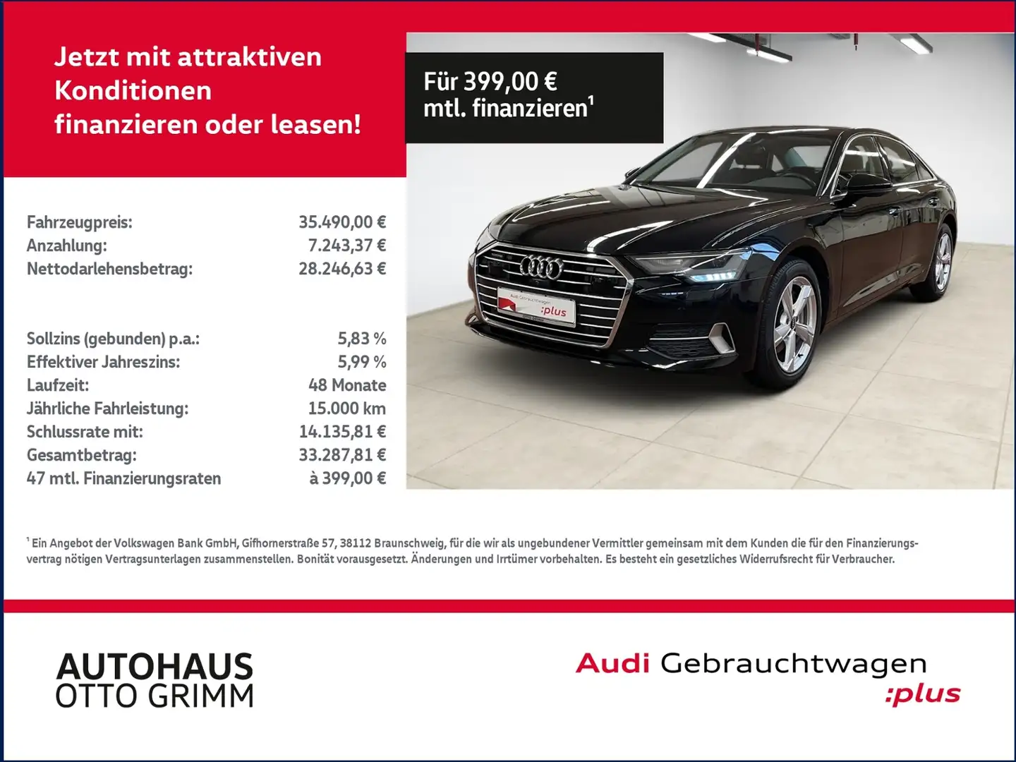 Audi A6 Limousine 45 TDI quattro sport SDHZ Schwarz - 1