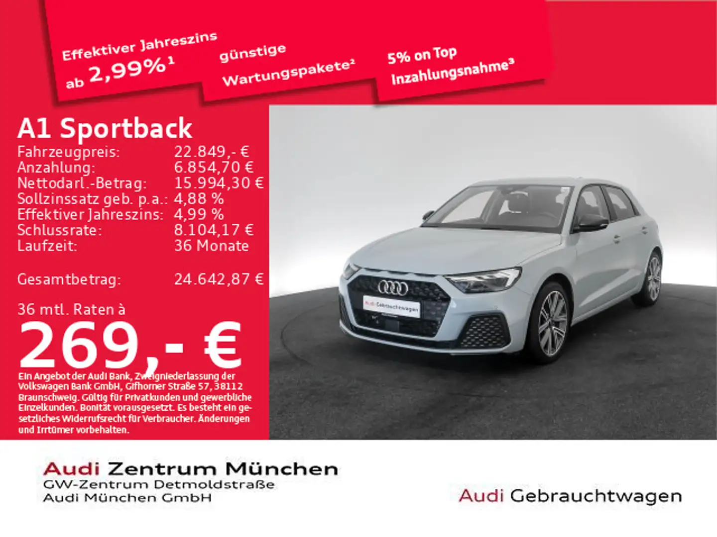 Audi A1 30 TFSI S tronic Virtual/LED/GRA Grau - 1