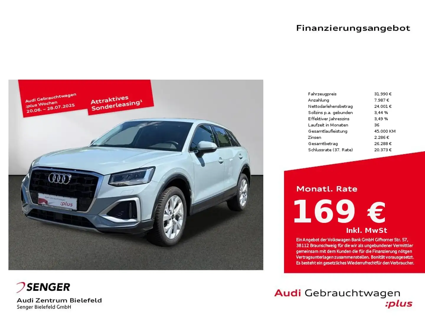 Audi Q2 Advanced 35 TFSI S tronic MMI LED Sitzheizung Grigio - 1