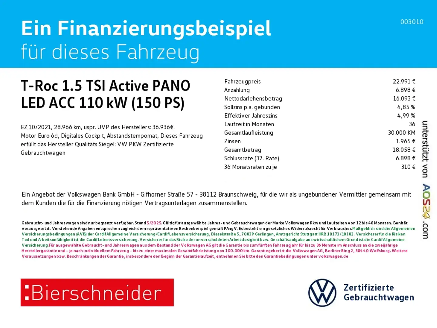 Volkswagen T-Roc 1.5 TSI Active PANO LED ACC NAVI PLUS Gris - 1