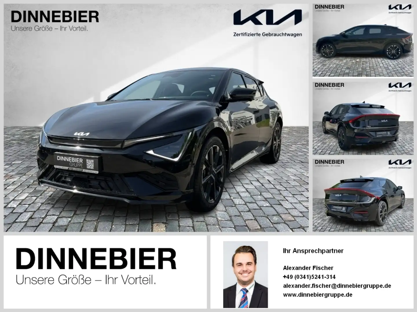 Kia EV6 GT-Line AWD+Glasdach+360°Kamera+LED+Navi Schwarz - 1