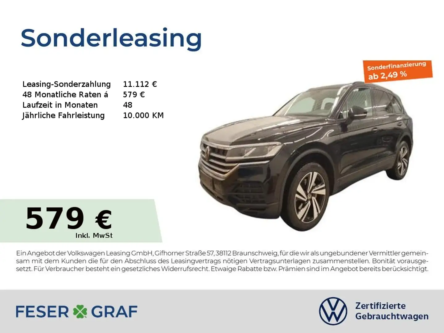 Volkswagen Touareg 3.0 TDI Navi AHK Pano Kamera Schwarz - 1