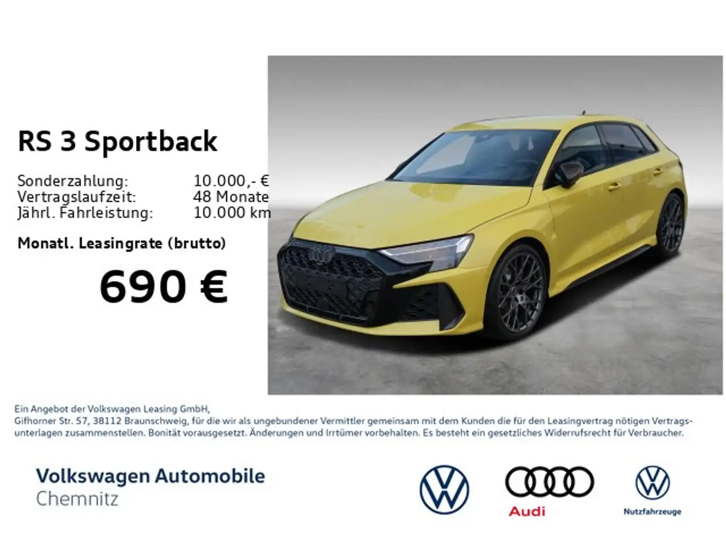 Audi RS3 Sportback 294kW Stronic *Vmax280*Navi* Gelb - 2