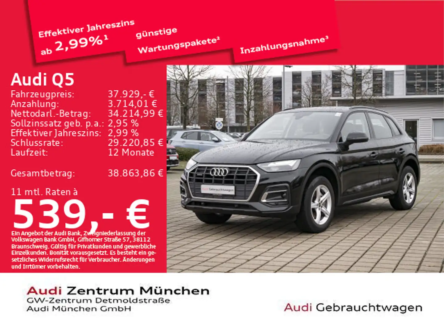 Audi Q5 40 TFSI qu. S tronic LED/SitzHzg Schwarz - 1