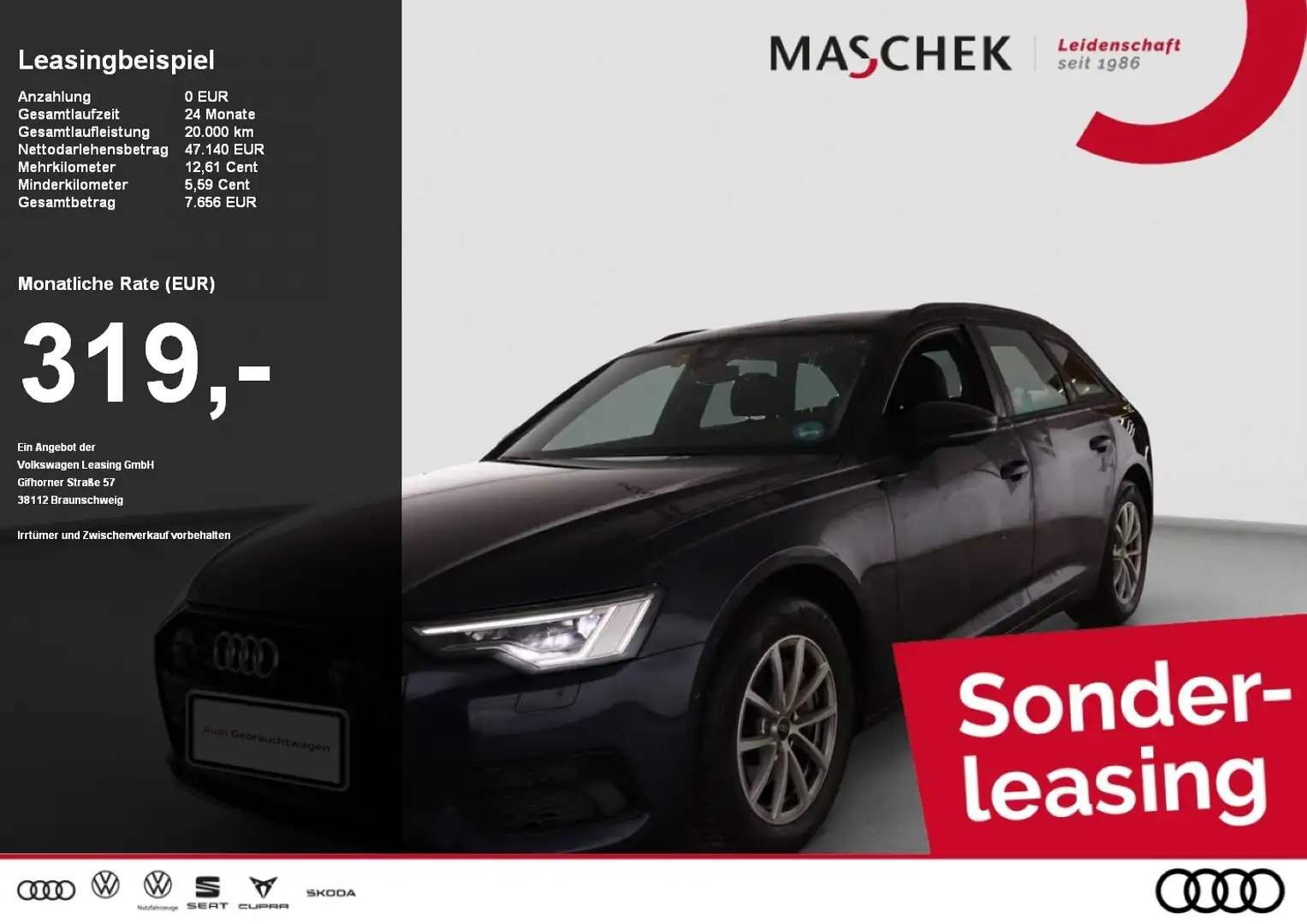 Audi A6 Avant advanced 45 TFSI AHK Black Memory Matrix R-C Blau - 1