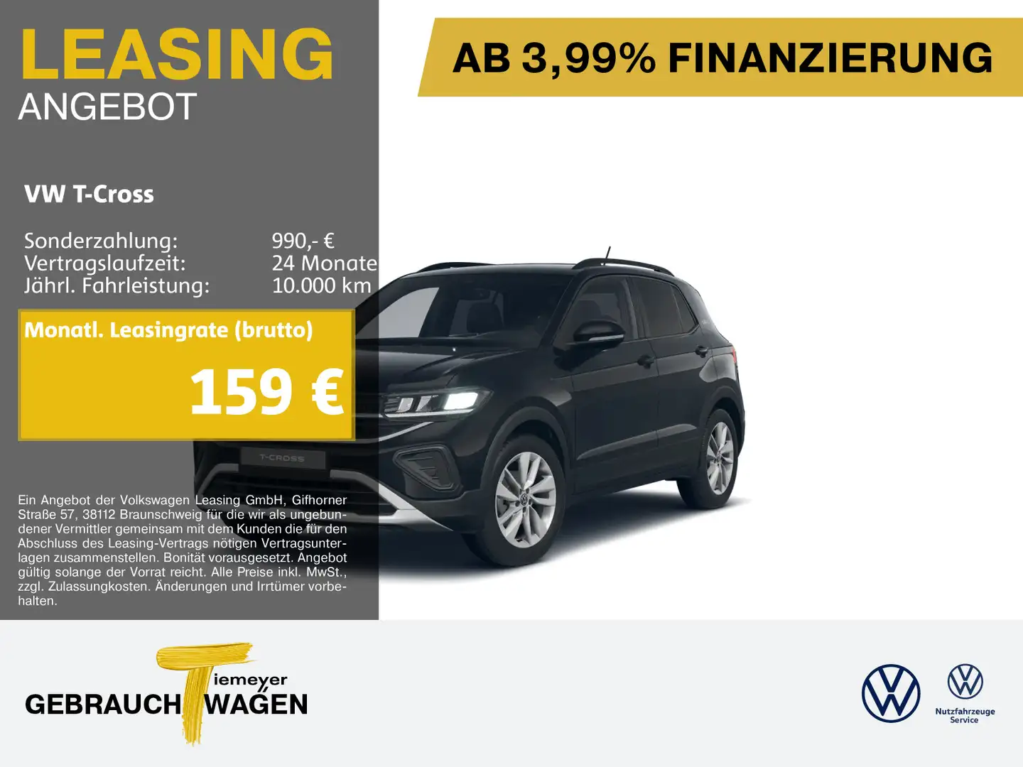 Volkswagen T-Cross 1.0 TSI DSG LIFE GOAL AHK ACC SITZHZG Schwarz - 1