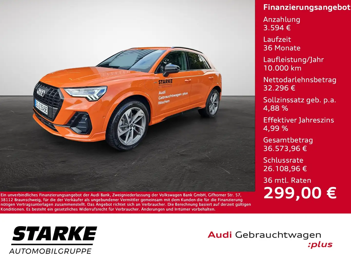 Audi Q3 45 TFSI e S tronic S line NaviPlus LED AHK 19-Z... Orange - 1
