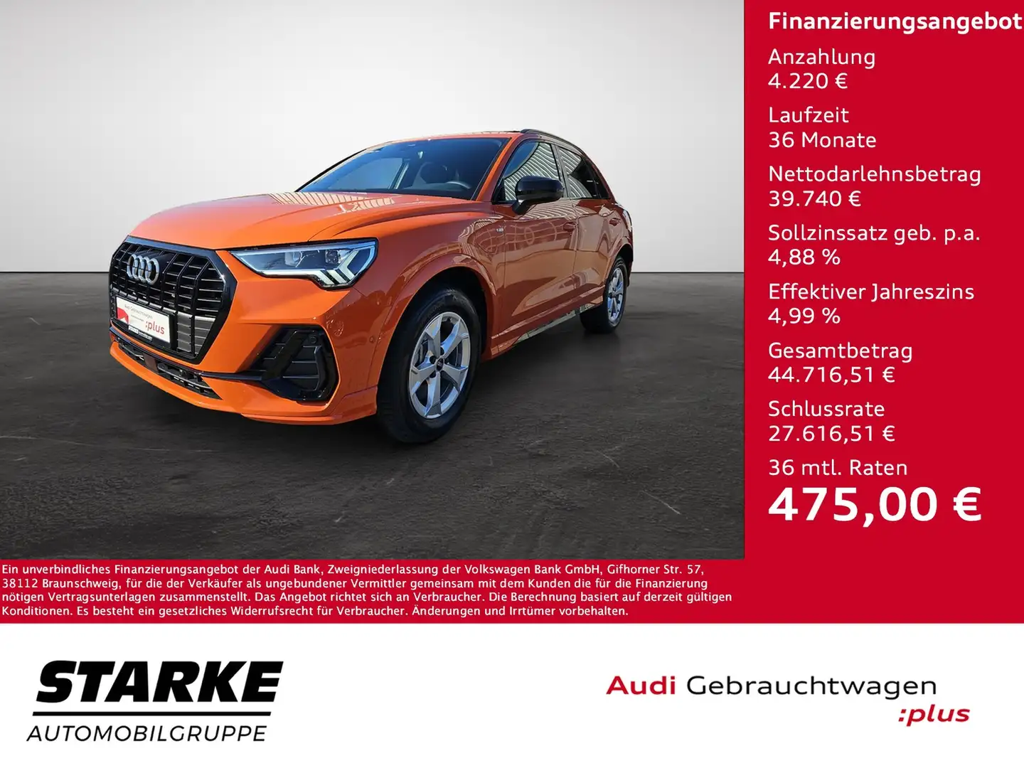 Audi Q3 45 TFSI e S tronic S line NaviPlus LED AHK 19-Z... Arancione - 1
