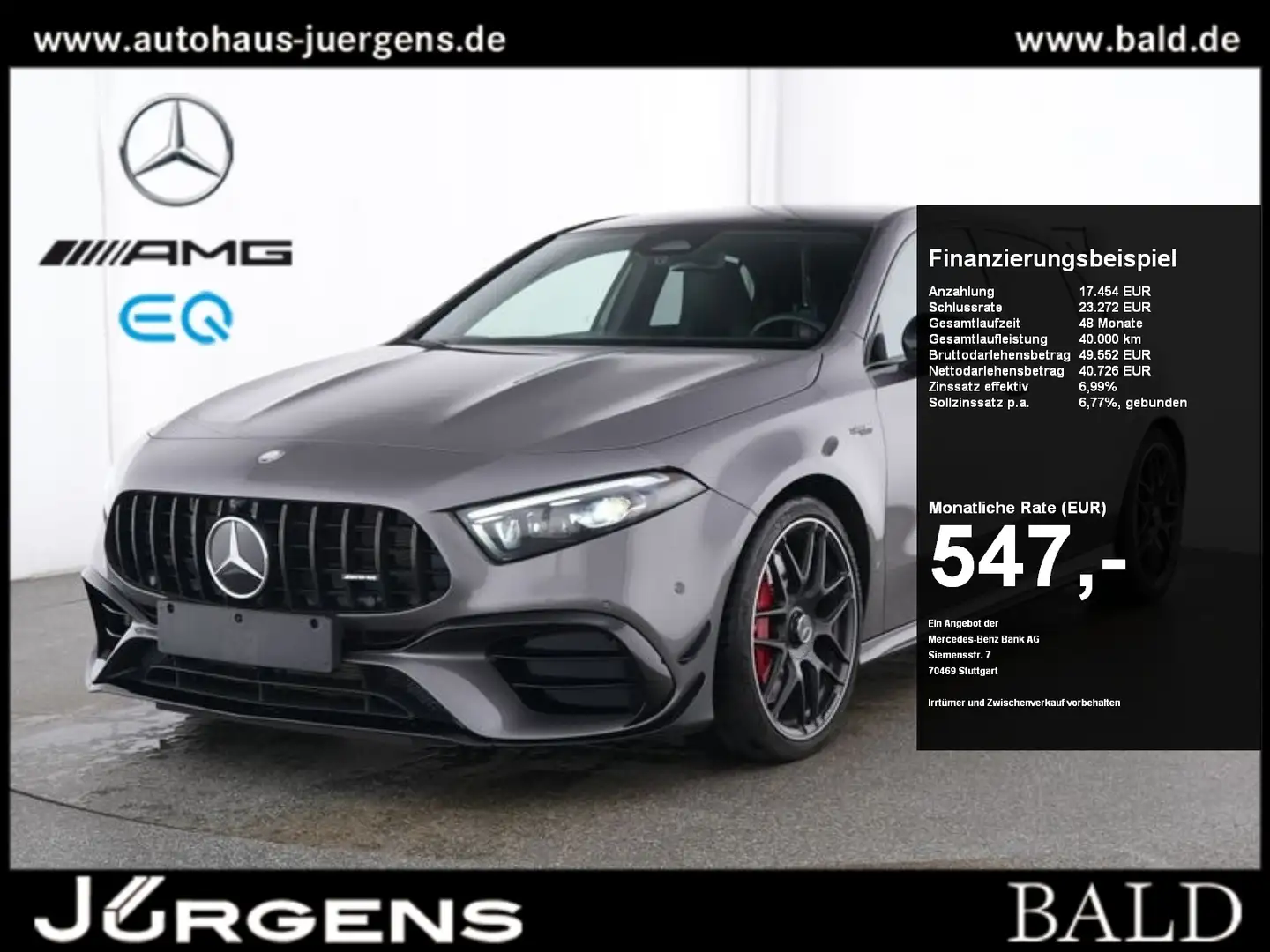 Mercedes-Benz A 45 AMG S 4M+ Pano/Aero/Night/360/Memo/HUD/MLB Grau - 1