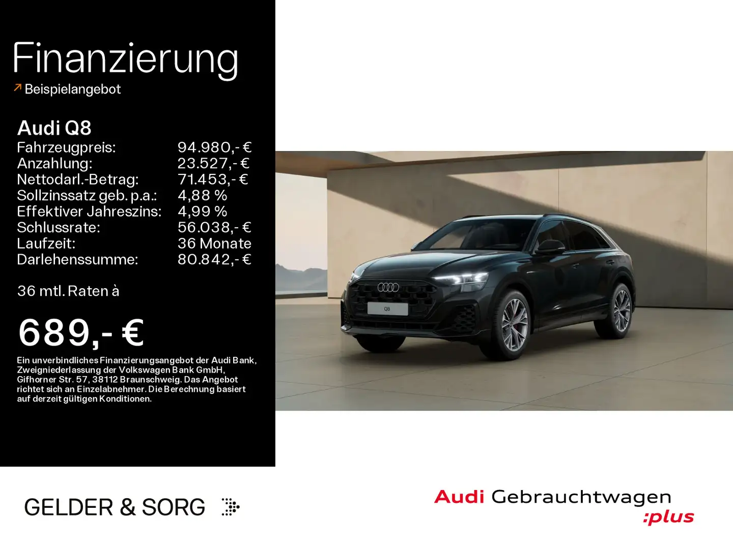 Audi Q8 60 TFSIe quattro B&O*HuD*Allradlenk*AHK Czarny - 1