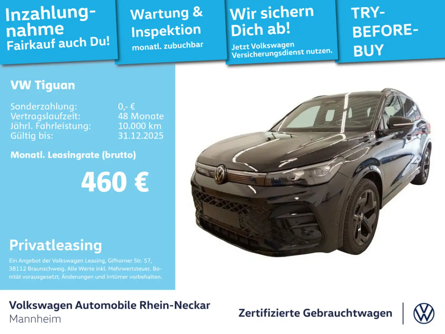 Volkswagen Tiguan 2.0 TDI R-Line DSG GAR 2030 AHK Navi Kame Schwarz - 1