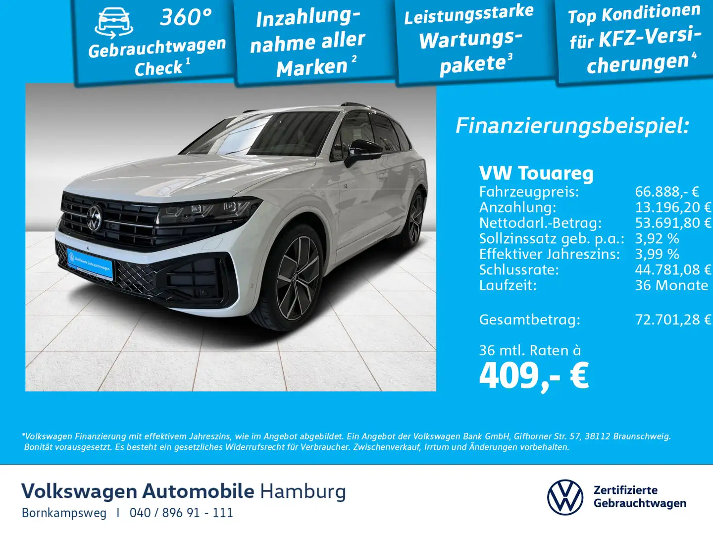 Volkswagen Touareg 3.0 TDI R-Line 4M AUT AHK Luftfederung Weiß - 1