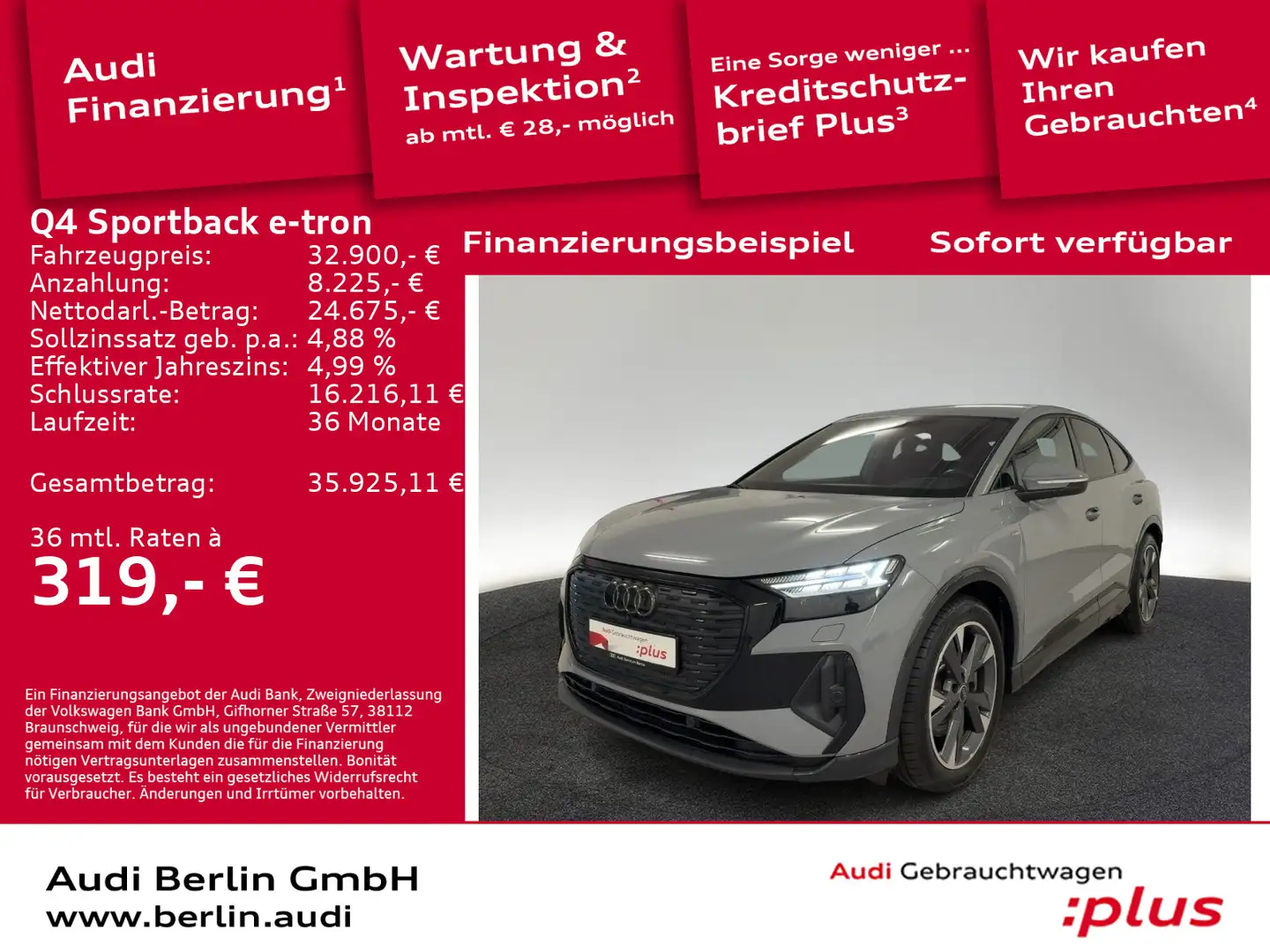 Audi Q4 e-tron Q4 Sportback 40 e-tron AHK MATRIX NAVI RFK SONOS Grau - 1
