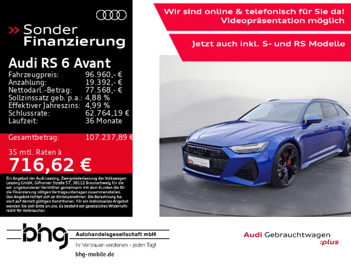 Audi RS6 RS6 Avant RS-Design/-Sportabgas/-Stahlbrems B&O Blau - 1