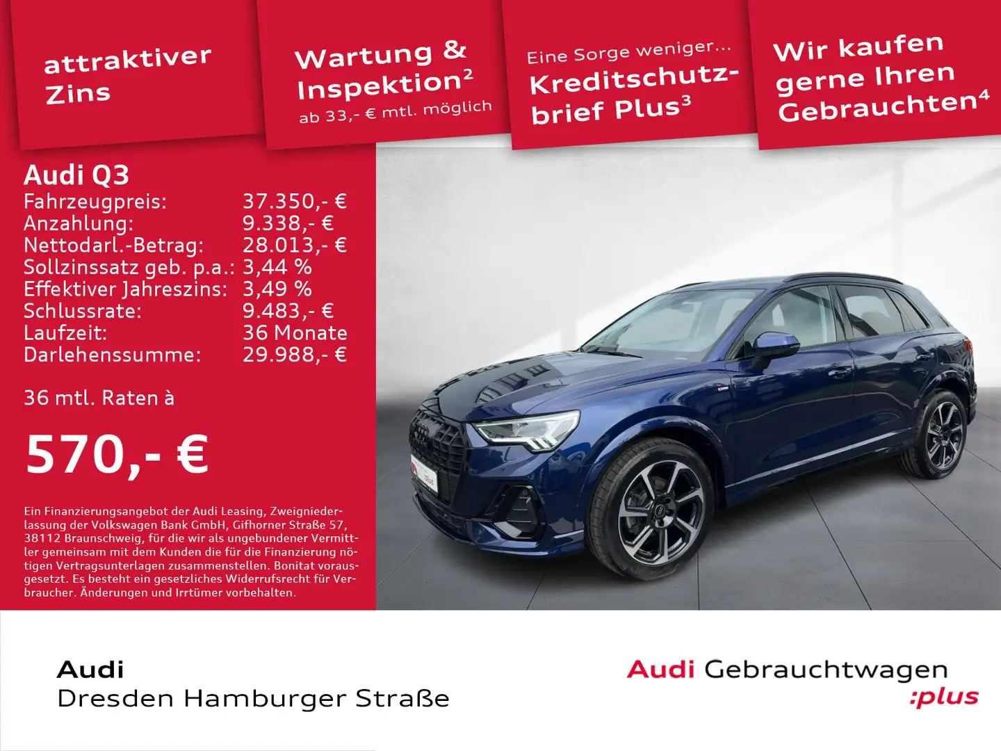 Audi Q3 35 TFSI S line LED AHZV S tronic Blau - 1