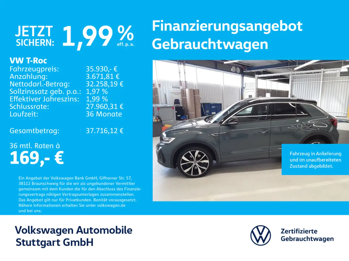 Volkswagen T-Roc R-Line 2.0 TSI DSG Navi Kamera Pano AHK Blau - 1