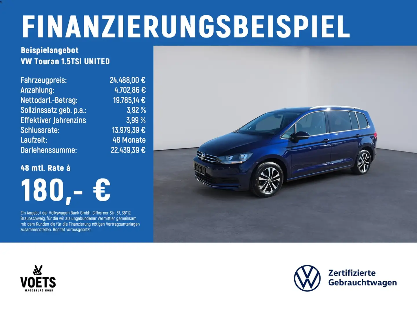 Volkswagen Touran 1.5TSI UNITED Navi+AHK+Sitzhzg. Bleu - 2