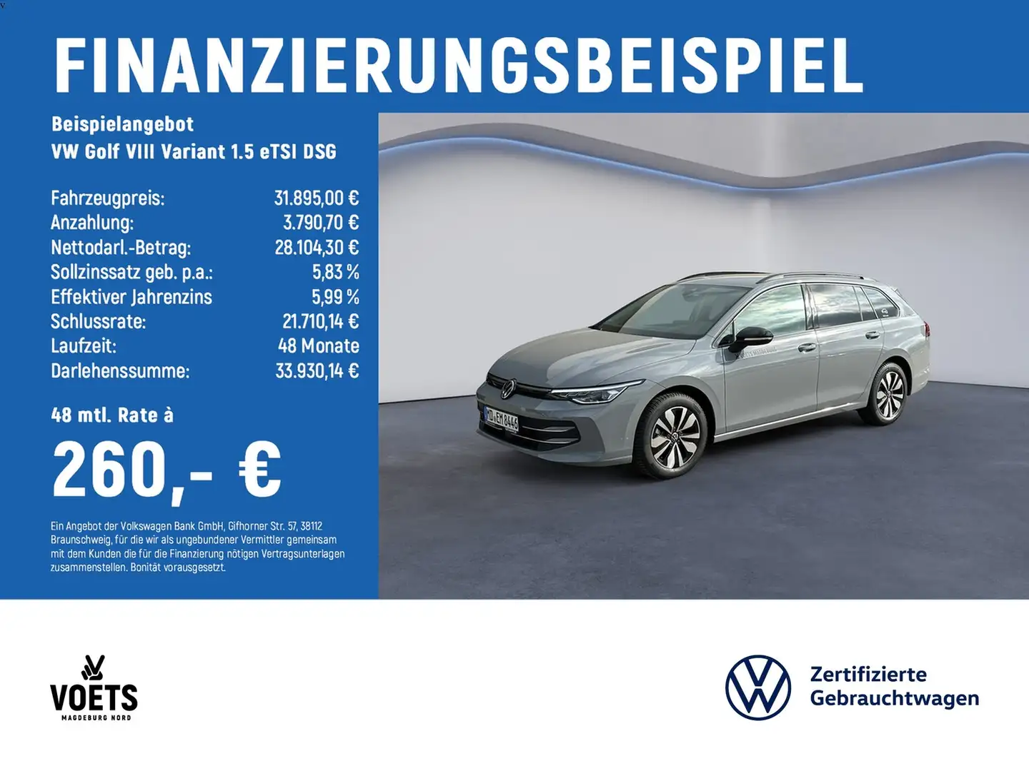 Volkswagen Golf VIII Variant 1.5 eTSI DSG GOAL LED+NAVI+ACC+PDC... Grau - 2