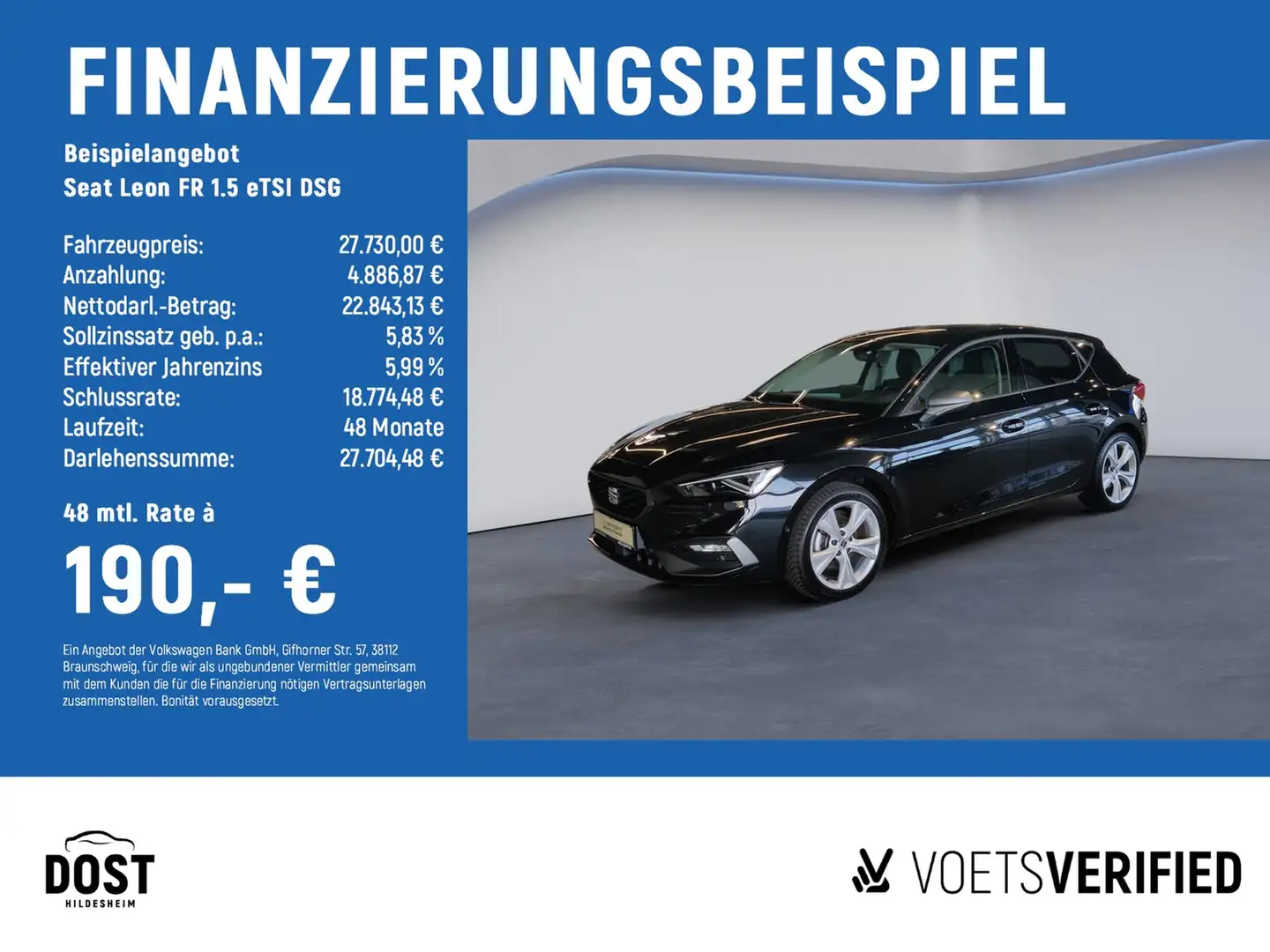 SEAT Leon FR 1.5 eTSI DSG ACC+DAB+MATRIX LED+NAVI+SHZ Schwarz - 2