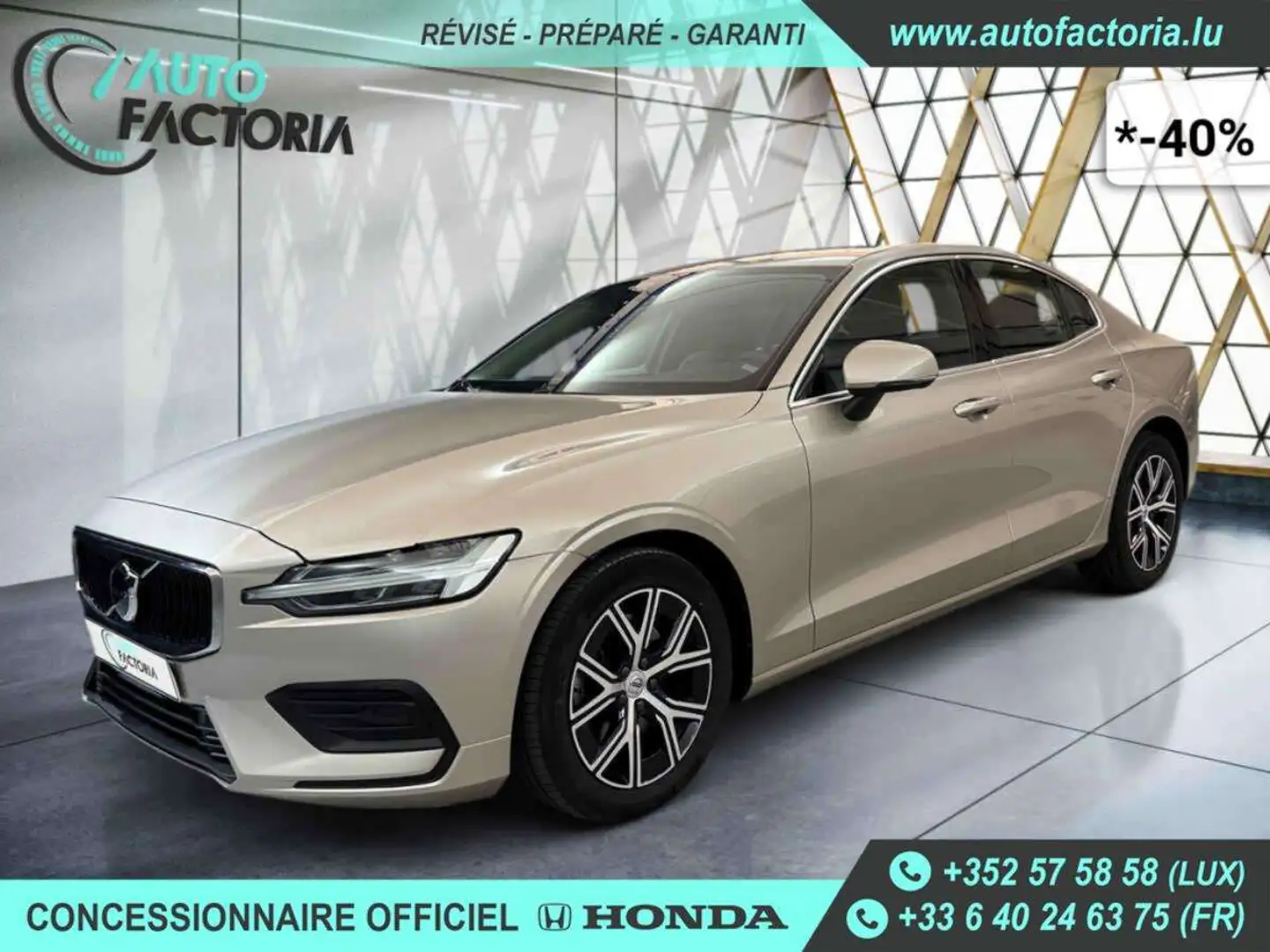 Volvo S60 -40% B4 MHEV 197cv BVA +GPS+CAM+LED+CLIM+Options Blanc - 1