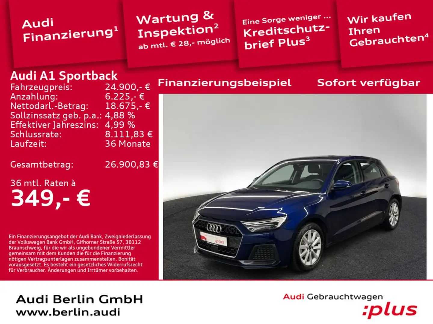 Audi A1 advanced 25 TFSI S tr. LED RFK Blau - 1