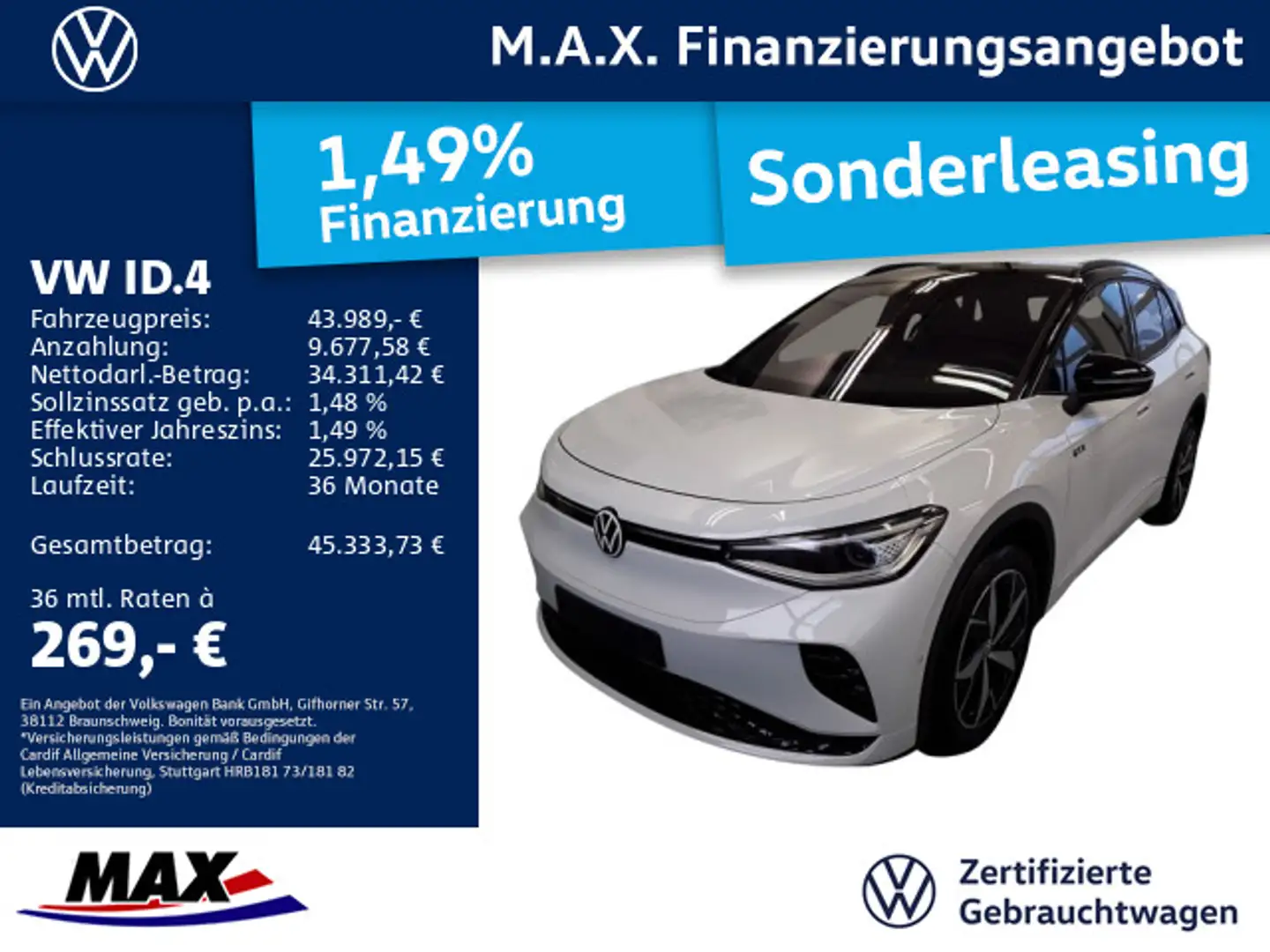 Volkswagen ID.4 GTX 4 MOTION IQ.LIGHT+AHK+NAVI+KAMERA+APP++ Weiß - 1