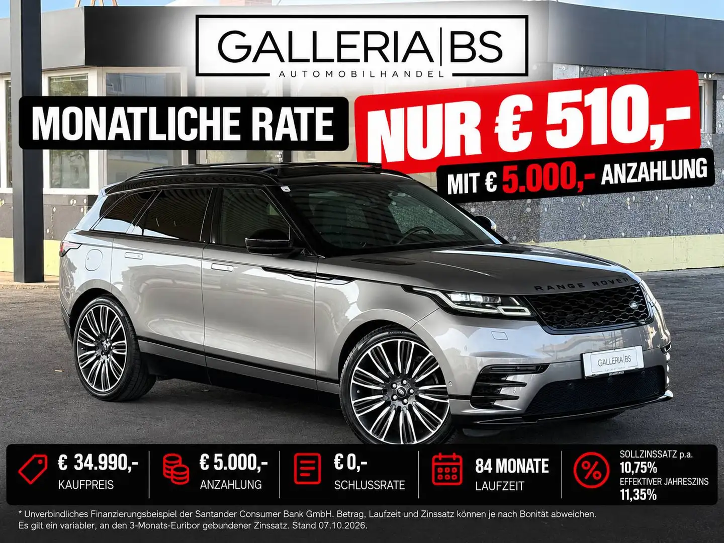 Land Rover Range Rover Velar 3.0 V6 R-Dynamic HSE | LUFTFEDERUNG | PANORAMA | 22" | BLACK DESIGN Grau - 1