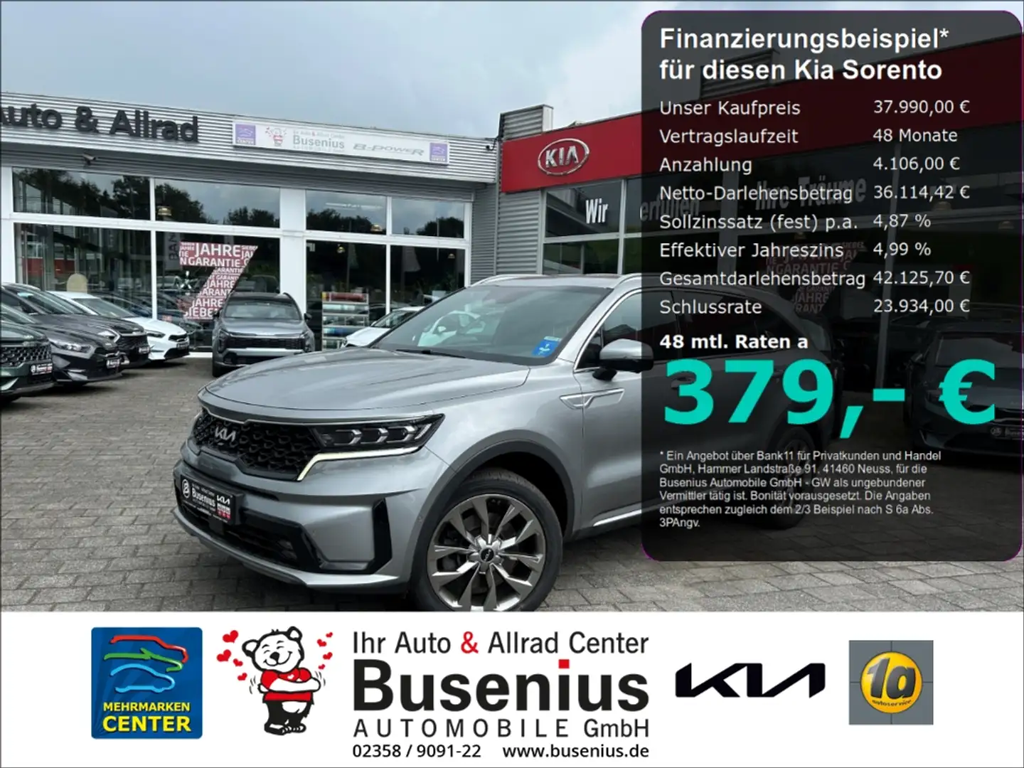 Kia Sorento 2,2 CRDI AWD Platinum+Nappa+Bose+AHK Grau - 1