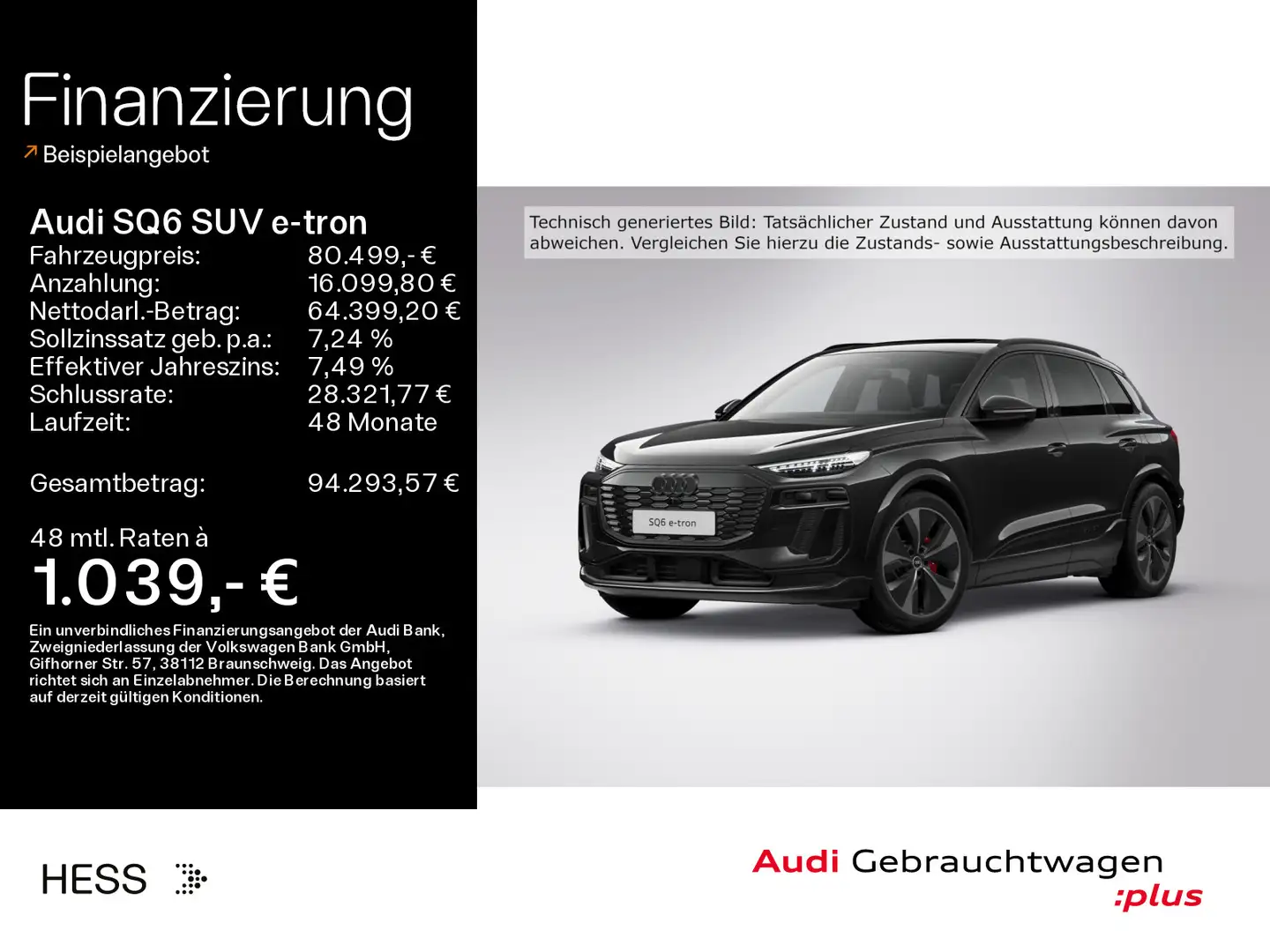 Audi SQ6 e-tron SQ6 e-tron*NAVI*MATRIX*HUD*21ZOLL*LUFT*PANO*B&O Schwarz - 1