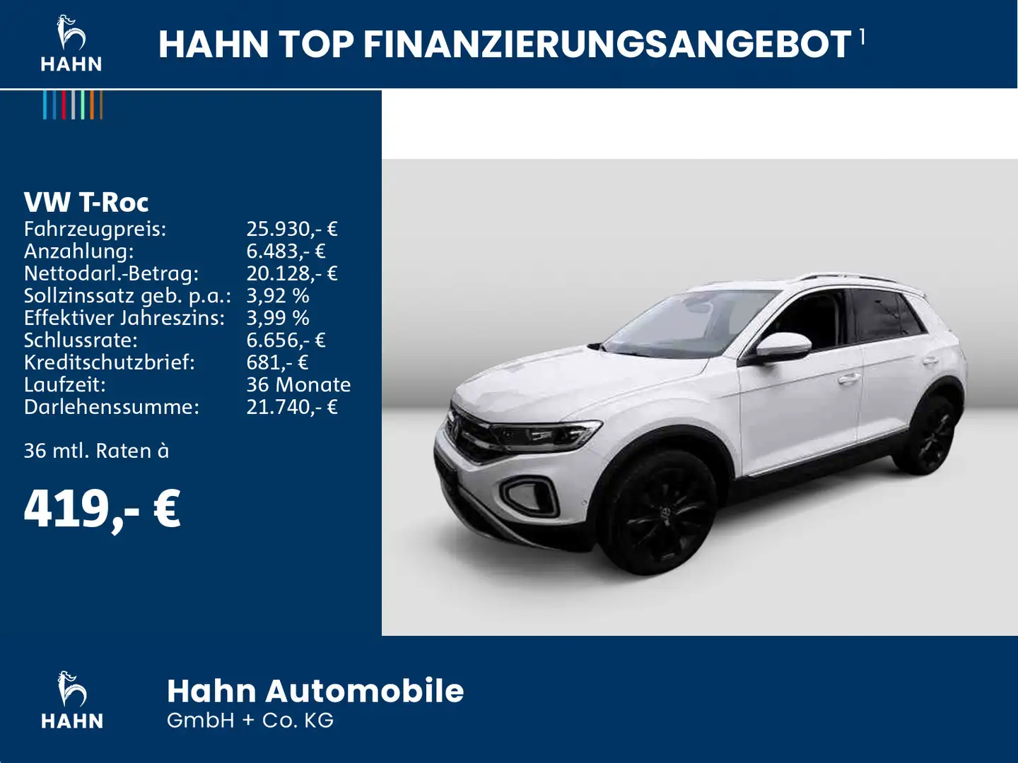 Volkswagen T-Roc 1.5TSI Style LED Pano AHK CAM Navi SHZ APP Weiß - 2