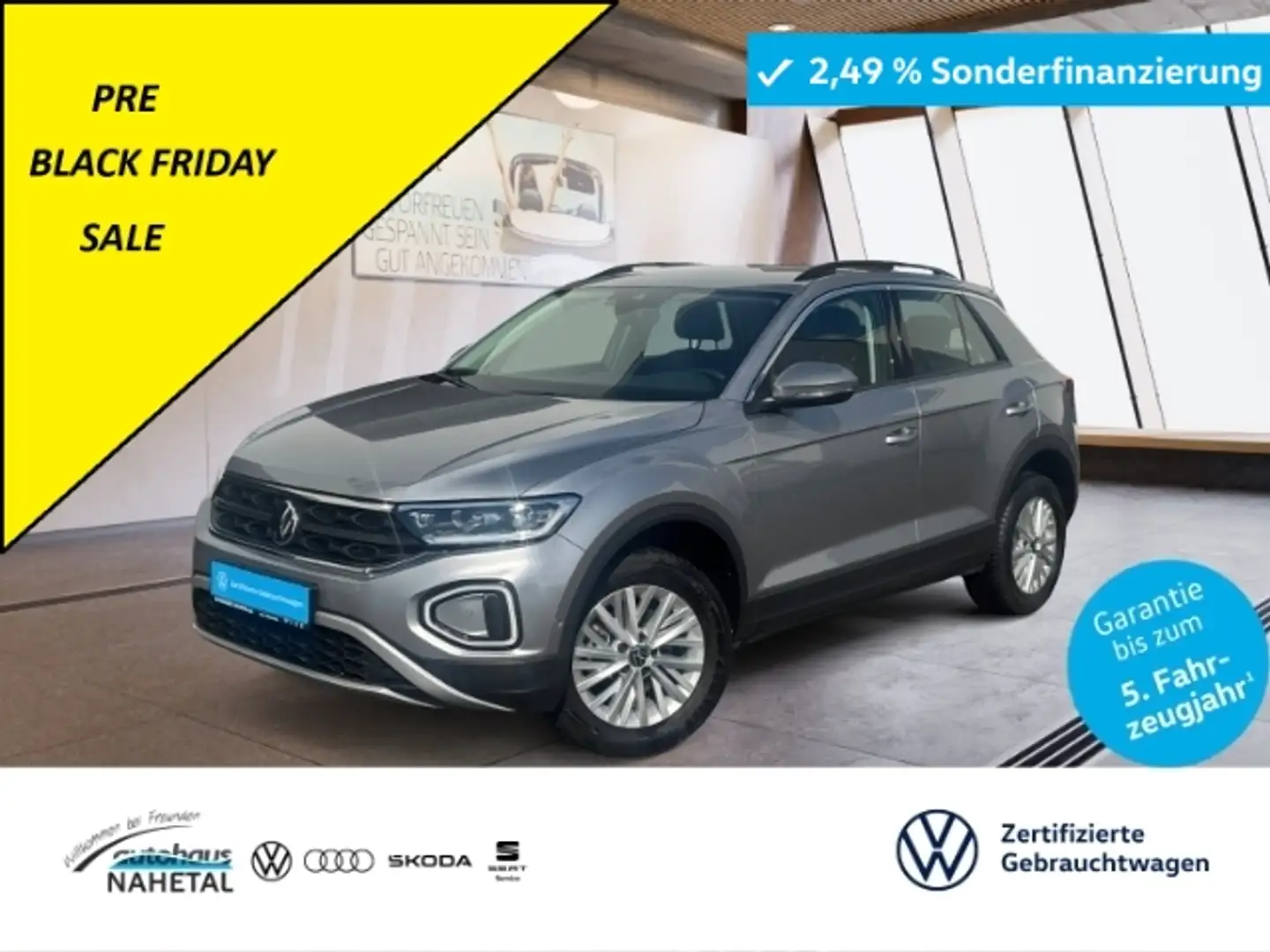 Volkswagen T-Roc 1.5TSI DSG Life LED+ NAVI AHK ACC STANDHZG. 2Z-KLI Silber - 1