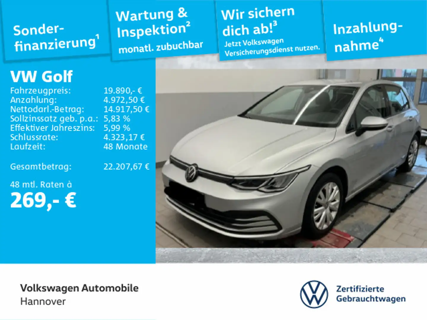 Volkswagen Golf VIII 1.5 TSI Life Navi LED DigCockpit ACC P Argent - 1