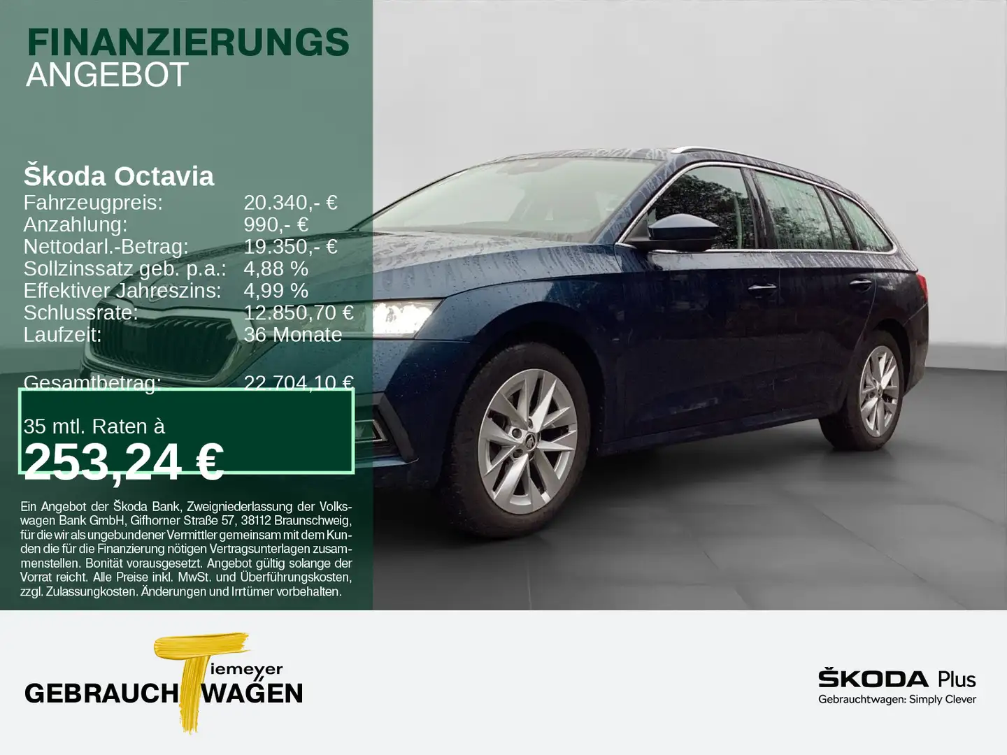 Skoda Octavia Combi 2.0 TDI STYLE AHK HuD NAVI LM17 LE Blau - 1