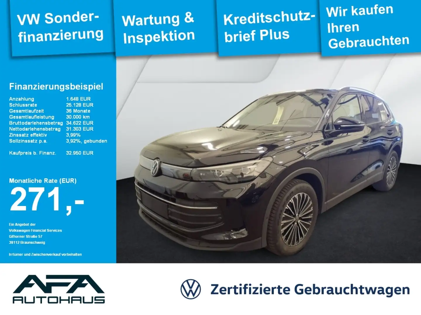 Volkswagen Tiguan 1.5 eTSI LIFE DSG AHK*Navi*LED*ACC*RFK Schwarz - 1