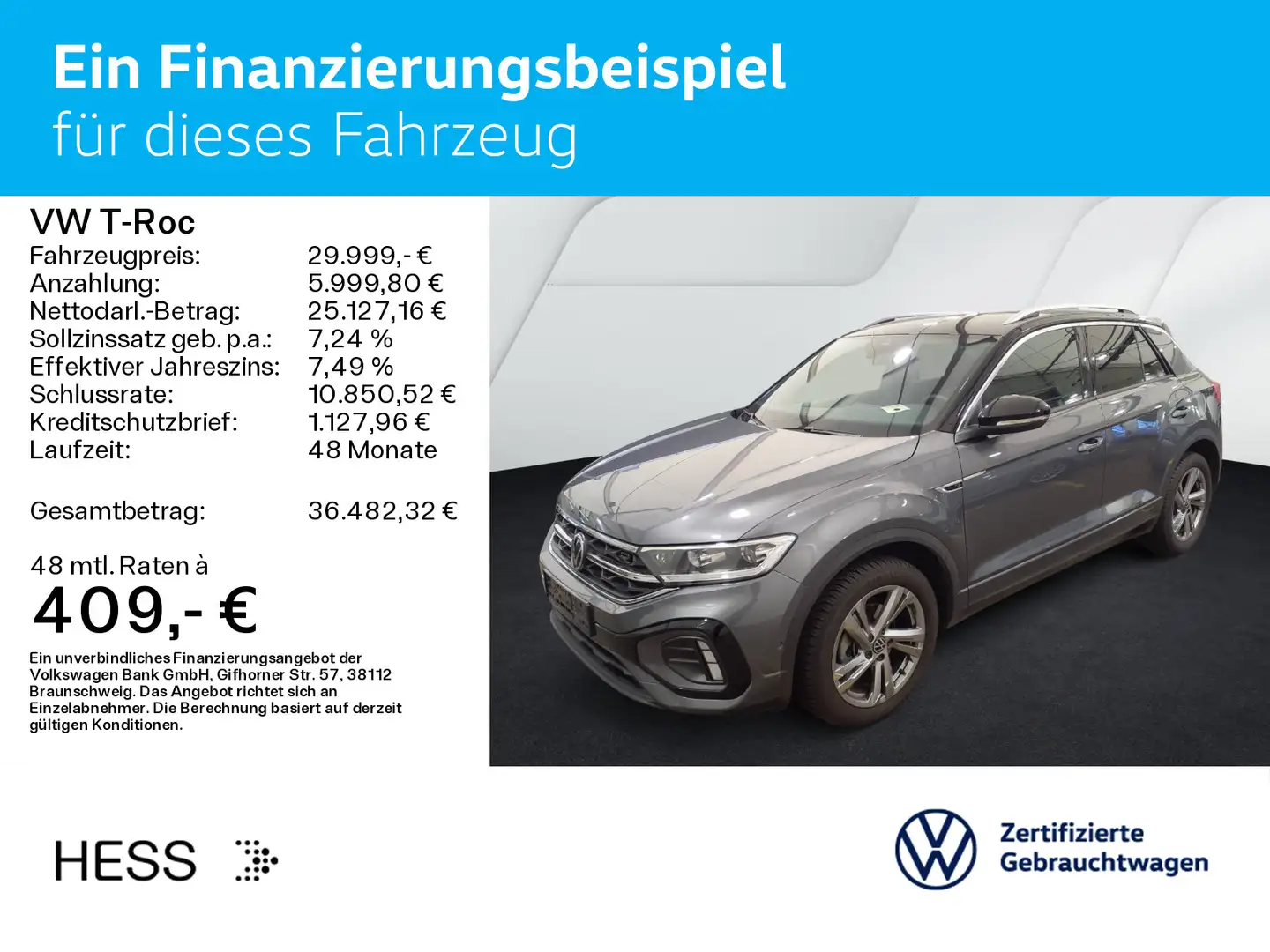 Volkswagen T-Roc T-ROC 1.5 TSI DSG R-LINE*AHK*KAMERA*NAVI*LED*17Z Gris - 2