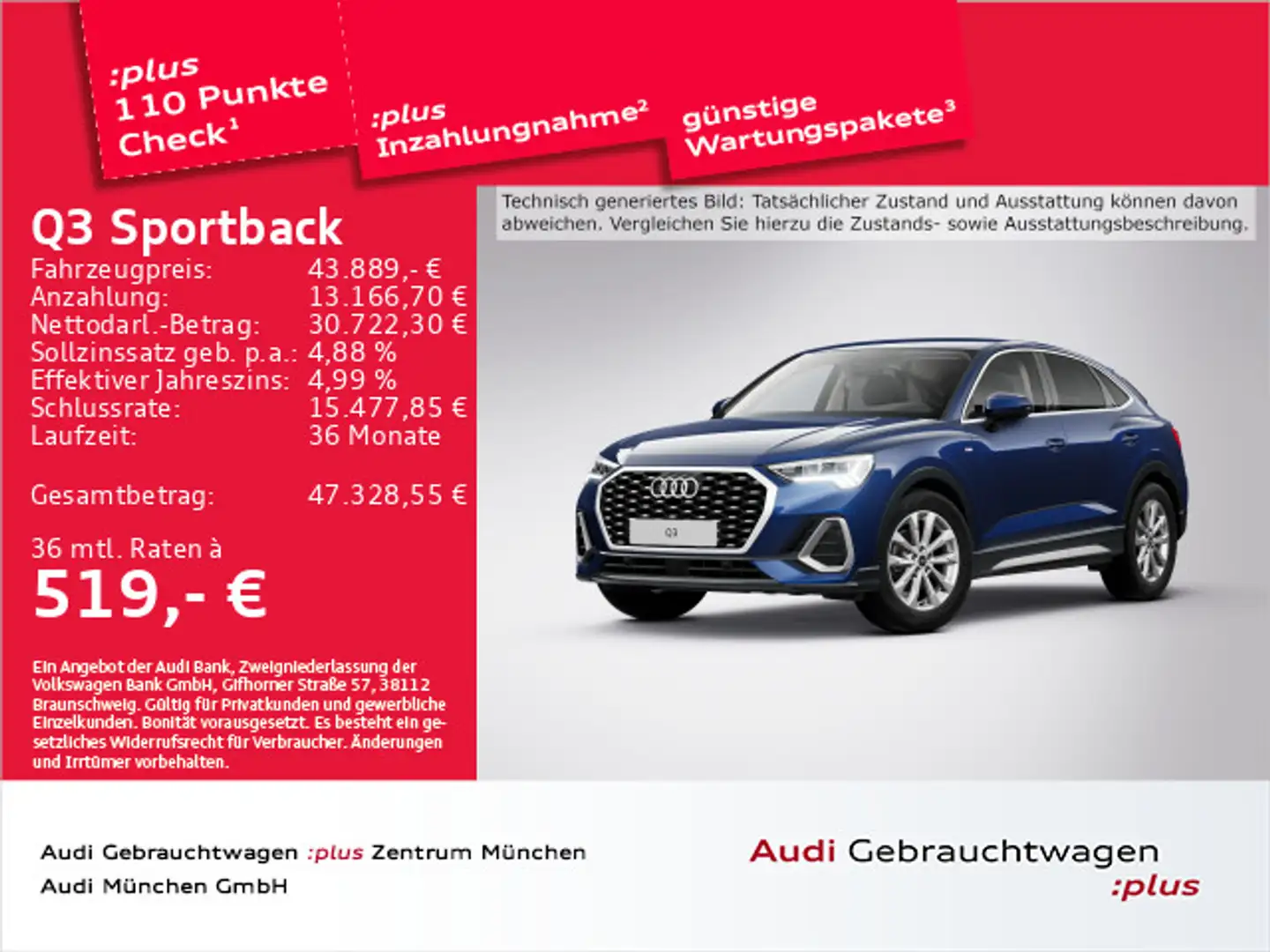 Audi Q3 35 TFSI S tronic S line AHK/SONOS/V Blau - 1